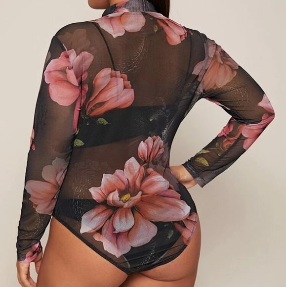 Floral Mesh Bodysuit without the Lingerie Set - Picture 2 of 6